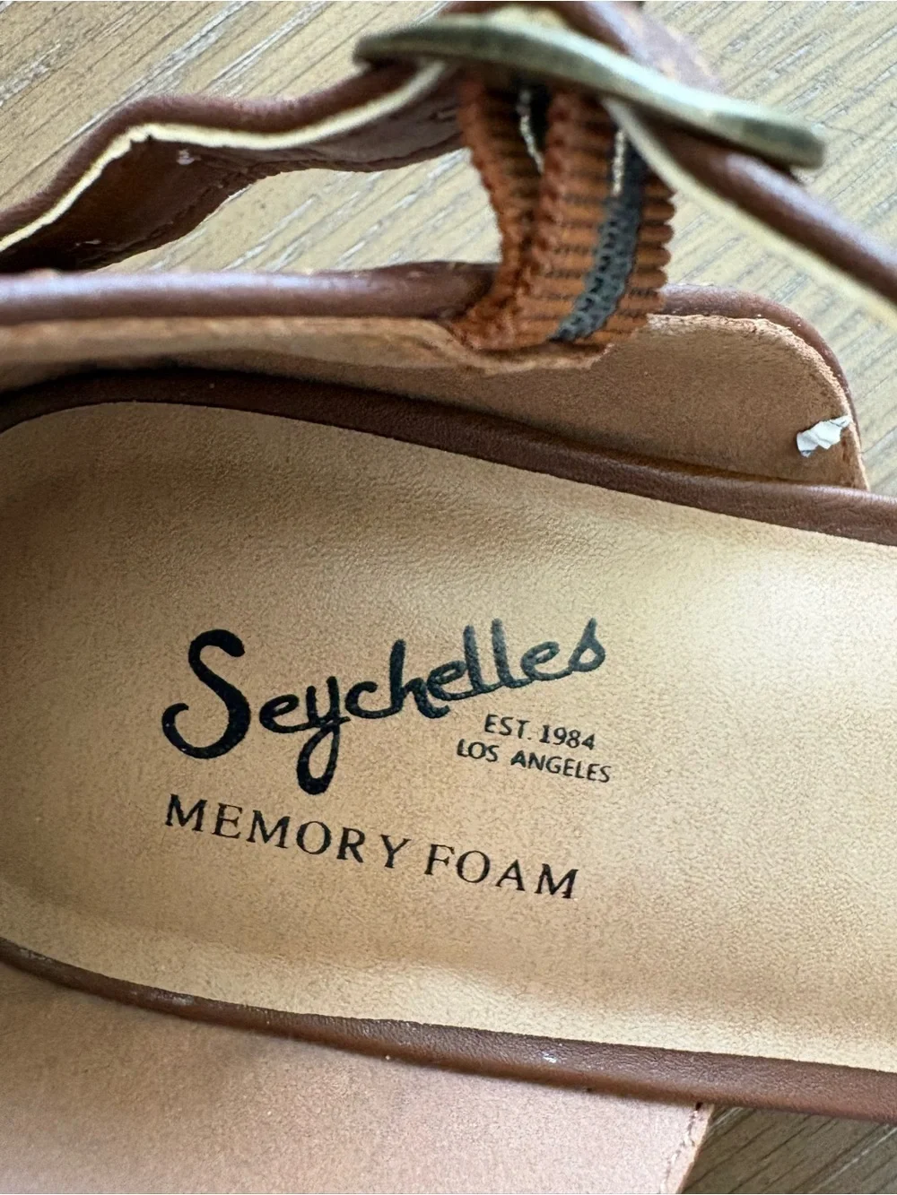 Seychelles Cream Lace Pointed-Toe Flats with Brown Ankle Straps